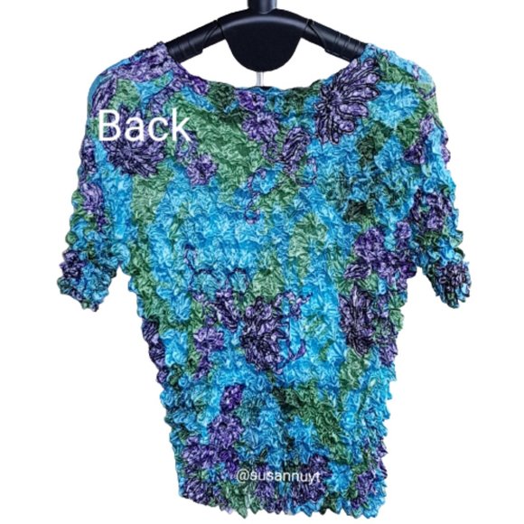 Trending F.C Jewel-Tone Blue-Purple-Green Stretch Popcorn Coquette Top ♥️ - Picture 3 of 4